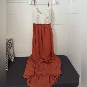 Mind Code Rust and White Dress, Women’s XL